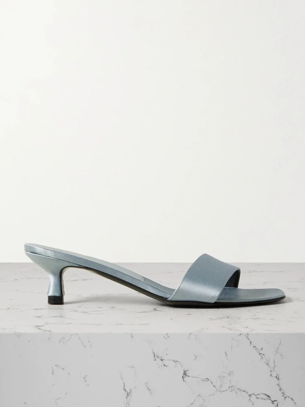 LouLou Studio Elys Light Blue Satin Kitten Heel Mule Sandal NWT Size 41 IT